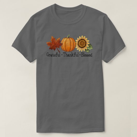 Dankful Grateful Blessed Sunflower Leaf Pumpkin A T-shirt (Design voorkant)