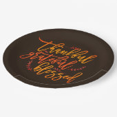 Dankful Grateful Blessed Thanksgiving Dark Brown Papieren Bordje (Gekanteld)