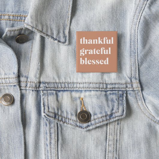 Dankful Grateful Blessed | THANKSGIVING Vierkante Button 5,1 Cm (In situ)