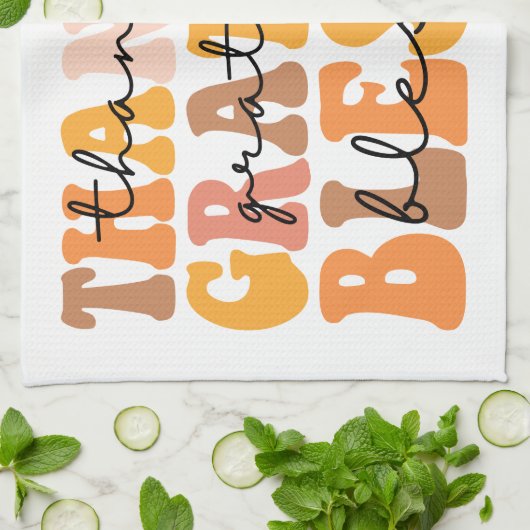 Dankful Grateful Blessed Theedoek (Gevouwen)