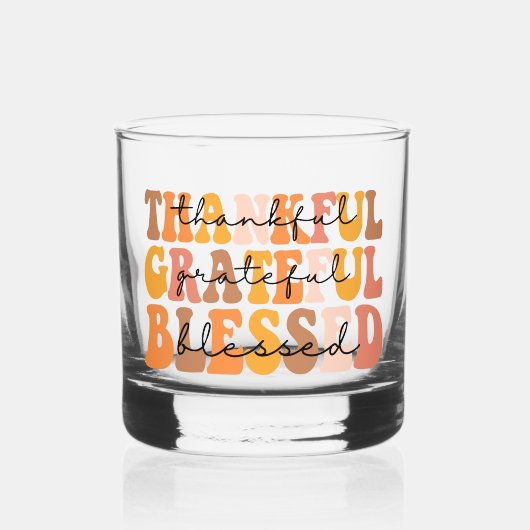 Dankful Grateful Blessed Whisky Glas (Voorkant)