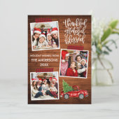 Dankful Grateful Blessed Wood Truck Pset Tape Feestdagenkaart (Staand voorkant)