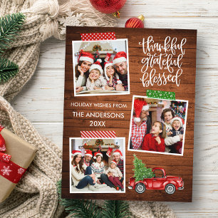 Dankful Grateful Blessed Wood Truck Tape Holiday Briefkaart
