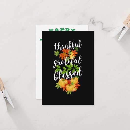 DANKFUL GRATEFUL BLESSEN THANKSGIVING KAART (Voorkant / Achterkant in situ)