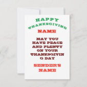 DANKFUL GRATEFUL BLESSEN THANKSGIVING KAART (Achterkant)