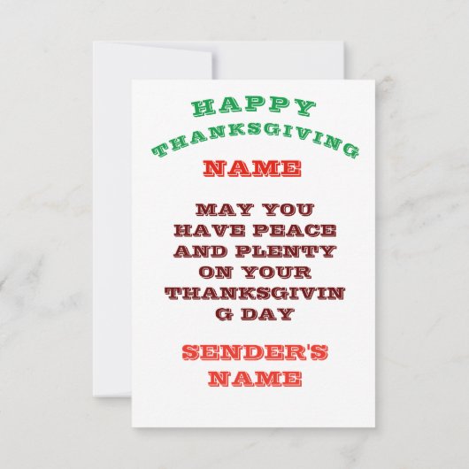 DANKFUL GRATEFUL BLESSEN THANKSGIVING KAART (Achterkant)