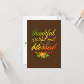 DANKFUL GRATEFUL BLESSEN THANKSGIVING KAART (Voorkant / Achterkant in situ)