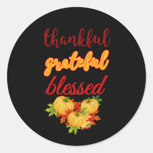 DANKFUL GRATEFUL BLESSEN THANKSGIVING RONDE STICKER