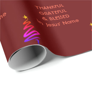 DANKFUL GRATEFUL ZWART Jezus Kerstmis Cadeaupapier