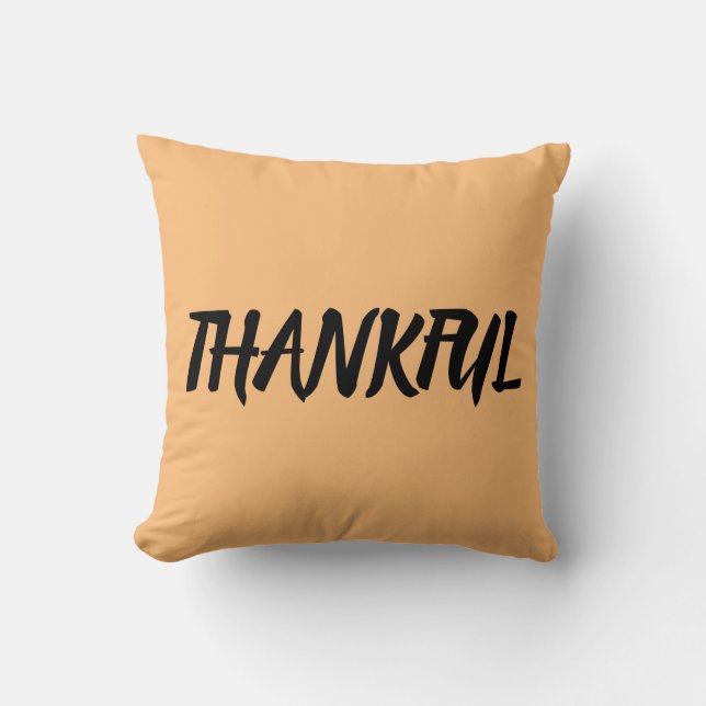 DANKFUL THANKSGIVING DAG ORANJE PILLOW KUSSEN (Voorkant)