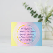 Dankgebed voor vrede en vrouwenrechten briefkaart (Staand voorkant)