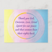 Dankgebed voor vrede en vrouwenrechten briefkaart (Voorkant)