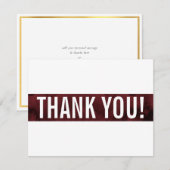 DANKJEGROEP modern strak blok donkerrood goud Bedankkaart (Voorkant / Achterkant)