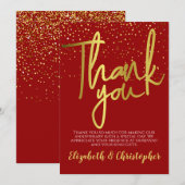 Dankjewel 40ste verjaardag Rood Goud Bedankkaart (Voorkant / Achterkant)