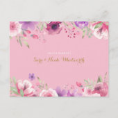 Dankjewel babymeisje foto script roze bloemen gebo aankondigingskaart (Achterkant)