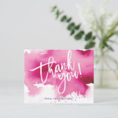 DANKJEWEL-BEDANKJE handgeschreven donkerroze aquar Kaart (Staand voorkant)