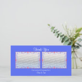 Dankjewel Blauw 2 Foto's Bedankkaart (Staand voorkant)