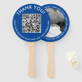 Dankjewel Blauwe Website QR Code Foto Fan Handwaaier