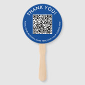 Dankjewel Blauwe Website QR Code Foto Fan Handwaaier (Voorkant)