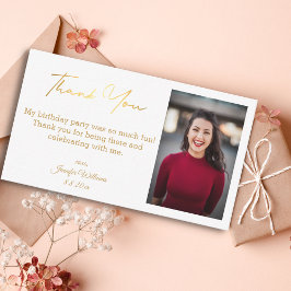 dankjewel , blije verjaardagsgoudfoto - chic notitiekaartje