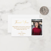 dankjewel , blije verjaardagsgoudfoto - chic notitiekaartje (Voorkant / Achterkant in situ)