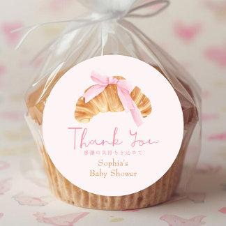 Dankjewel Coquette Croissant Baby Shower Ronde Sticker