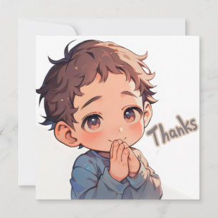 Dankjewel Cute Boy Anime Feestdagenkaart