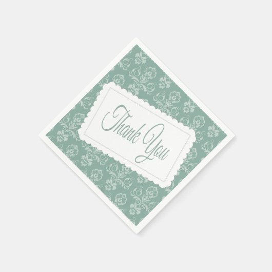 Dankjewel Damask Pattern Blue, Green Blauwgroen se Servetten (Hoek)