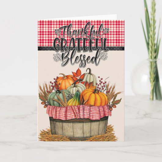 Dankjewel, dankbaar en versleten land mandje kaart (Voorkant)