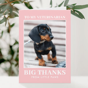 Dankjewel Dierarts Huisdier Hond Foto XOXO Roze Bedankkaart