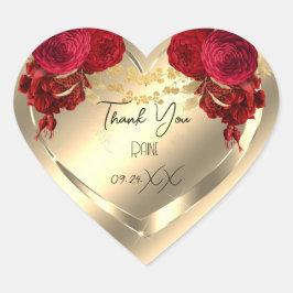 Dankjewel Favor Bloem Hart Bruids Sweet 16t Goud Sticker