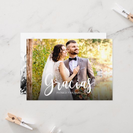 Dankjewel Foto Elegante Trouw Spaanse Dankjewel Kaart (Voorkant / Achterkant in situ)