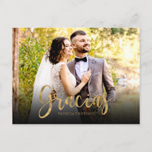 Dankjewel Foto Elegante Trouwdag Spaans Bedankt Briefkaart
