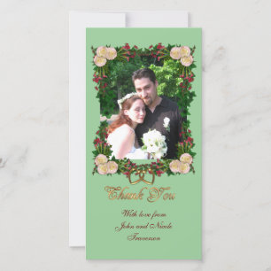 Dankjewel fotokaart formeel bloemmotief rozen bedankkaart