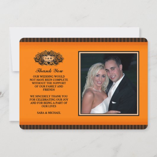 Dankjewel fotokaart - Oranje & Zwart Bedankkaart (Voorkant)