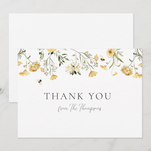 Dankjewel Gele Wilde Bloem Bedankkaart (Voorkant / Achterkant)