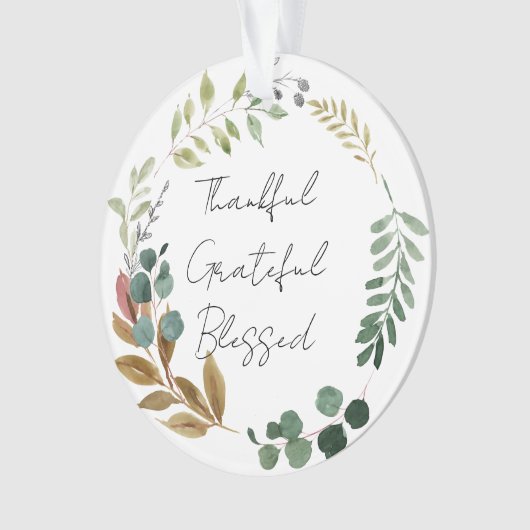 Dankjewel Grateful Blessed Natural Fall Leaves Ornament (voorkant)