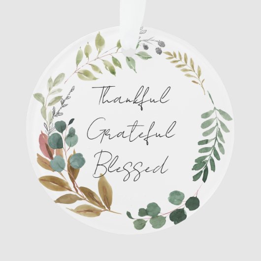 Dankjewel Grateful Blessed Natural Fall Leaves Ornament (voorkant)