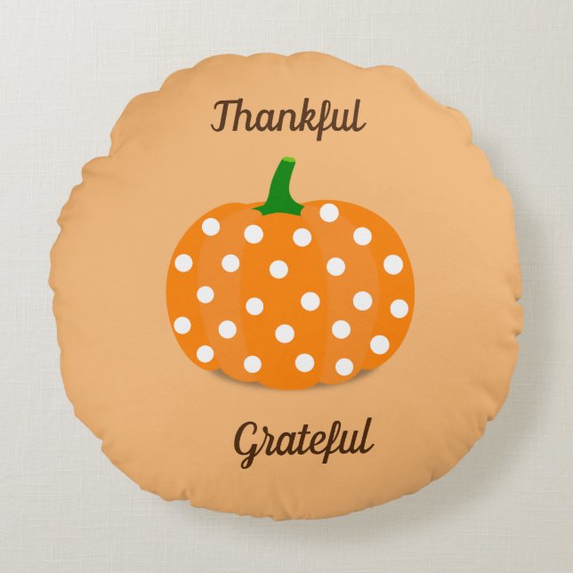 Dankjewel Grateful Pumpkin-ontwerp Rond Kussen (Voorkant)