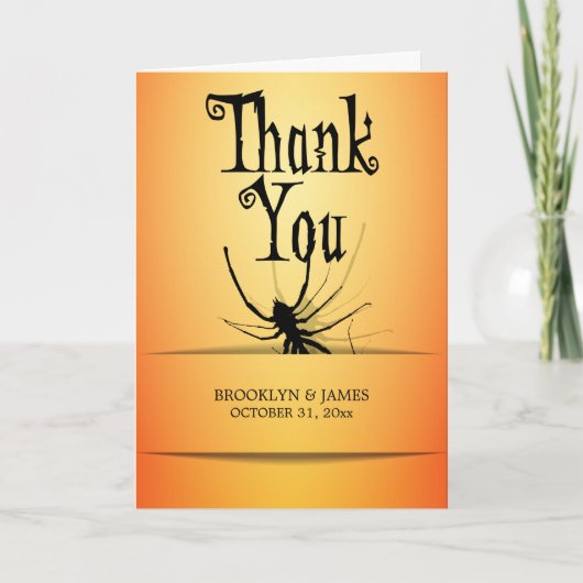 Dankjewel Halloween Kaarten Met Oranje Spin (Voorkant)