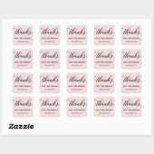 Dankjewel in Zwarte Moderne Script Roze Bedankt Vierkante Sticker (Vel)