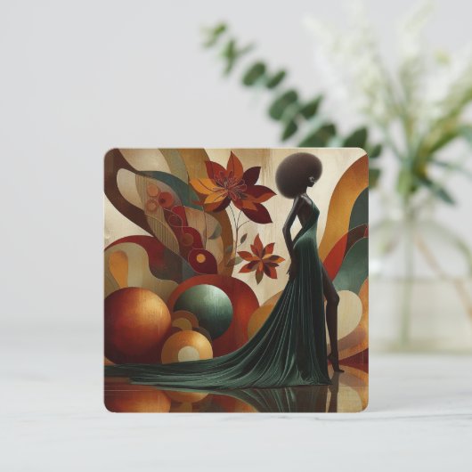 Dankjewel kaart Afro-Amerikaanse vrouw Abstract (Staand voorkant)