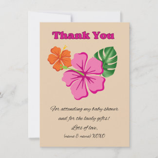 Dankjewel kaart- Aloha thema baby shower