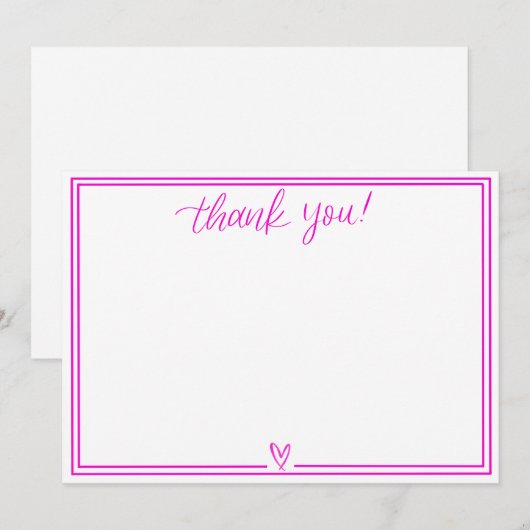 Dankjewel kaart (Hot Pink) (Voorkant / Achterkant)