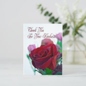 Dankjewel kaart met een klassieke rode roos (Staand voorkant)