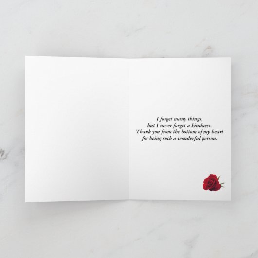 Dankjewel kaart met rode roos (Binnen)