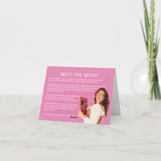 Dankjewel kaart "roze Floral Whimsy" (Achterkant)