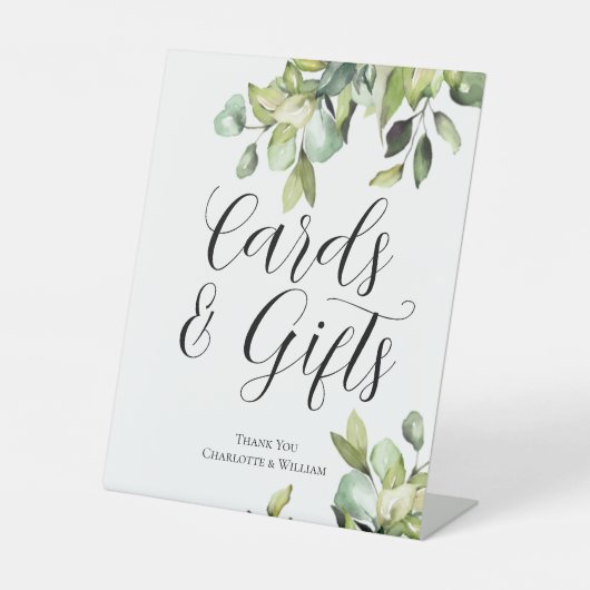 Dankjewel Kaarten en Cadeaus Botanische bruiloft Reclamebord Met Voetstuk (Voorkant)