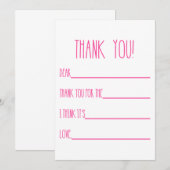 Dankjewel kaarten voor meisjes (Voorkant / Achterkant)