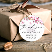 Dankjewel Kersenbloesem Roze Vlinder Ronde Sticker